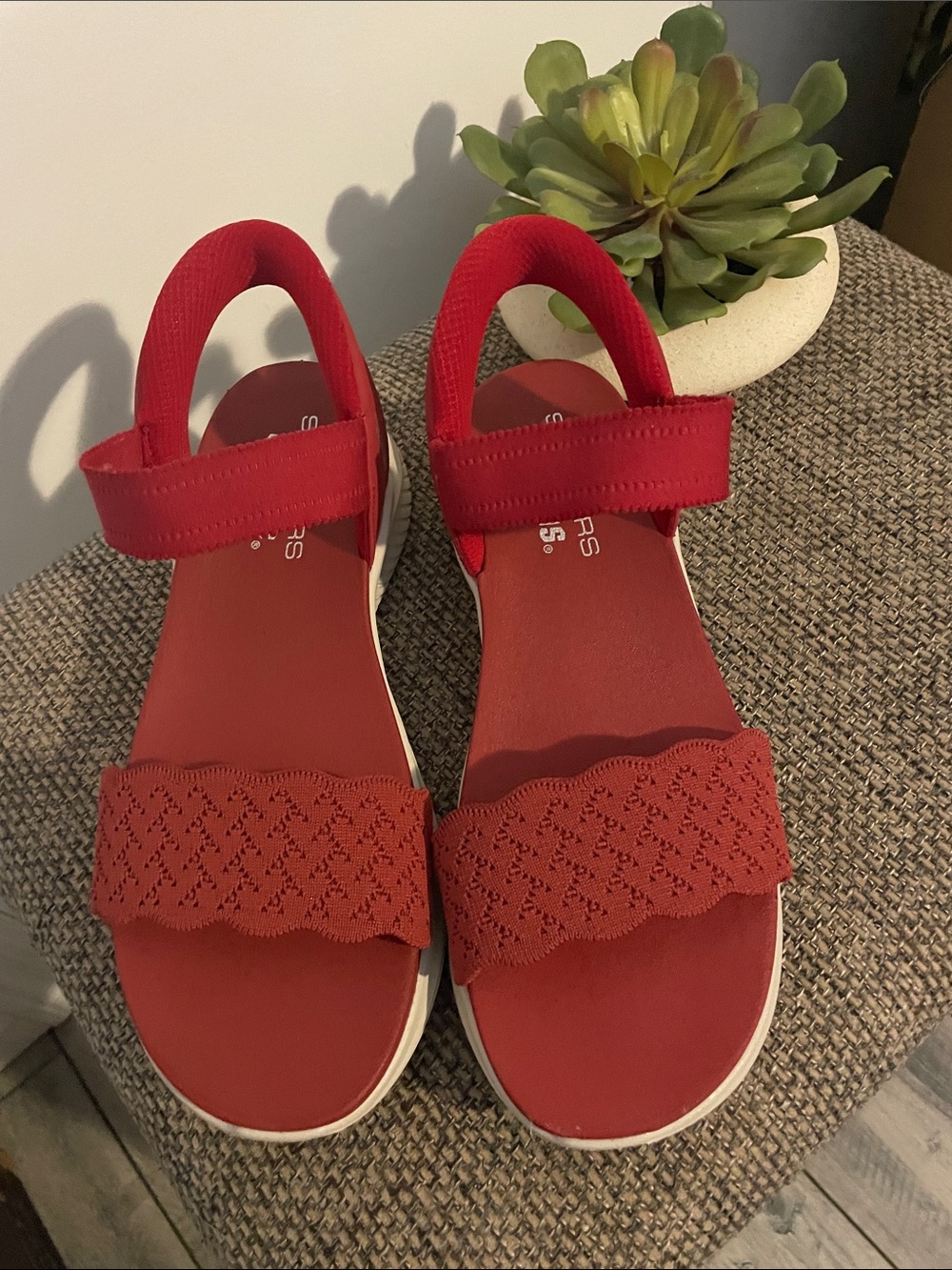 Skechers Red Women's Strappy Comfort Sandals
